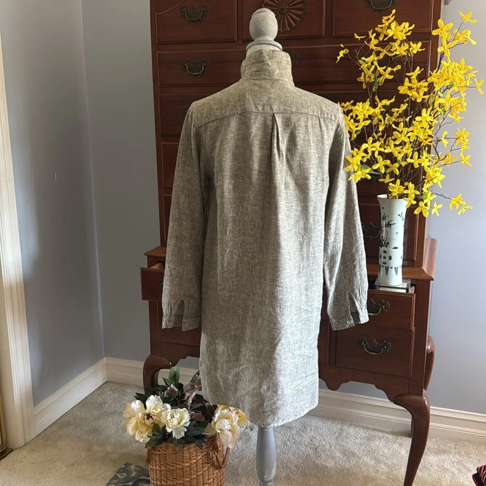 Artisan NY Khaki Green 100% Linen Dress Size Small - Picture 7 of 12